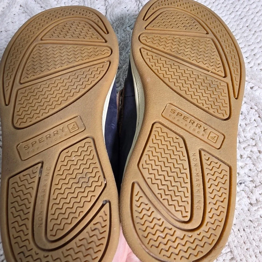 Mini Sperry Boat Shoes Navy Brown Leather Plaid Memory Foam Baby Toddler Boy 8